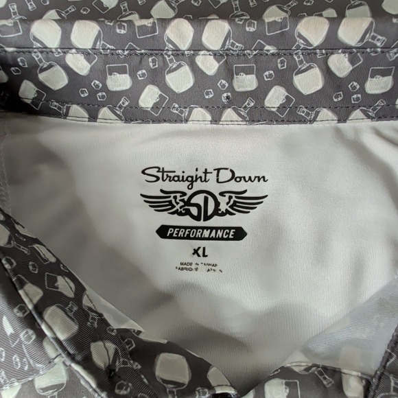 Straight Down Polo Shirt Mens Xlarge Gray Golf Performance Stretch Fiddlesticks - Picture 6 of 8